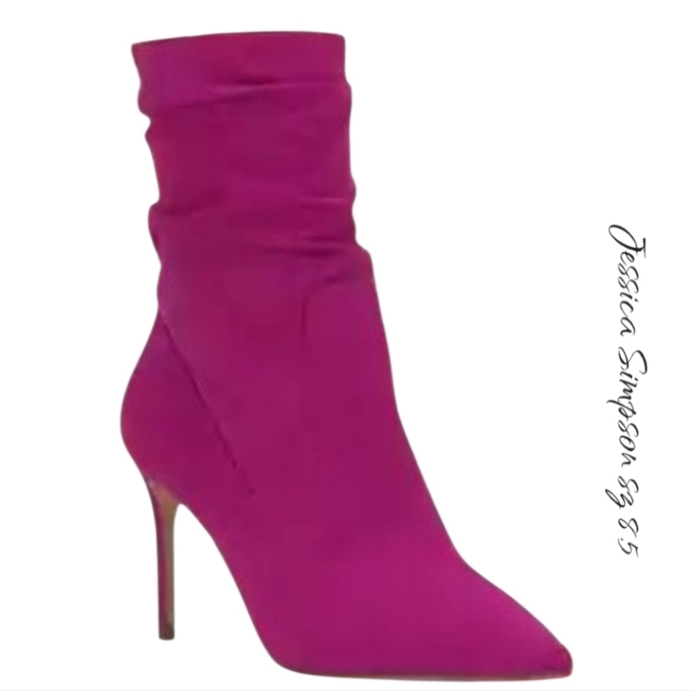 Jessica Simpson Siantar Pink Slouchy Pointed Toe Heeled Dress Booties NWT Sz 8.5